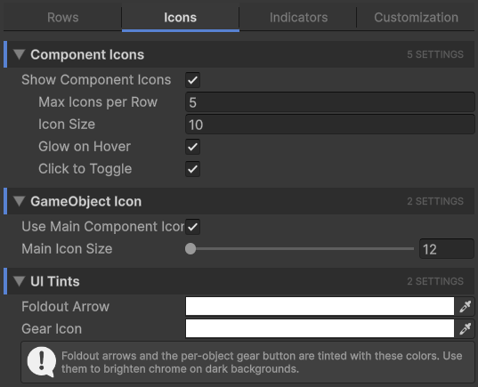 Theme inspector with the Icons tab open